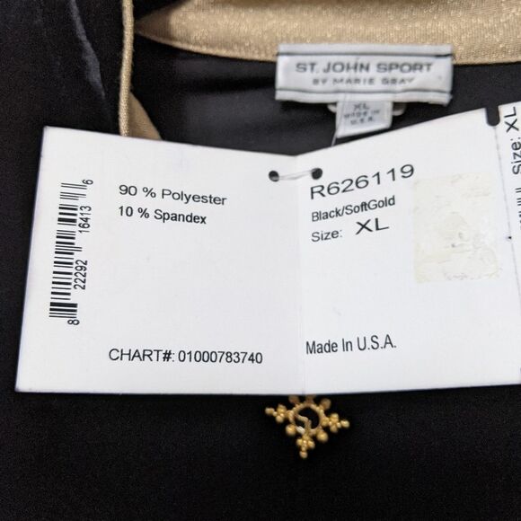 NWT ST. JOHN SPORT Black Velour Evening Crest Track Jacket XL - Picture 6 of 9